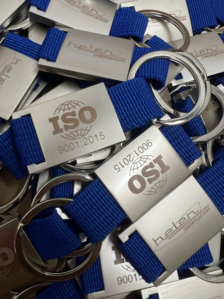 Grabado láser de llaveros helen termoplásticos e ISO 9001